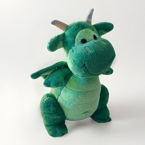 VTG RARE Toys R US Plush Green Dragon Draggie Stuffed Metallic Wings Retired